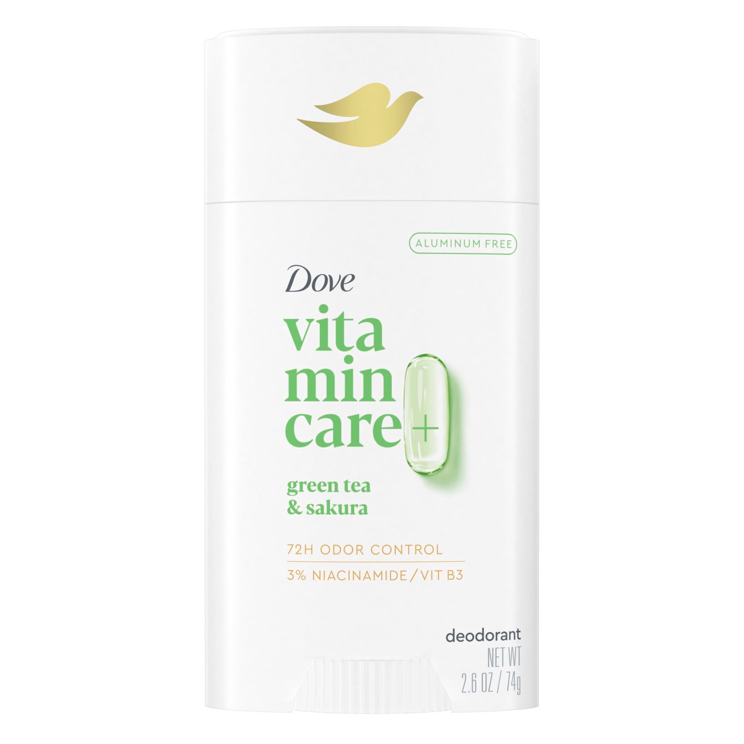 Dove VitaminCare Deodorant Stick Green Tea Shakura Aluminum Free 2.6 oz