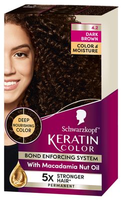 Schwarzkopf Keratin Color, Color Moisture Permanent Hair Color Cream, 4.2 Dark Brown