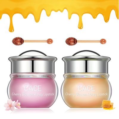 Moisturizing Cherry Blossom Honey Lip Oil Lipsticks,Hydrating Propolis Lip Sleeping Mask,Cherry Lip Balm Honey Pot Lip Mask, Prevent DryCracked, Nourishing Repair Dry Crack Lipblam Lips Care