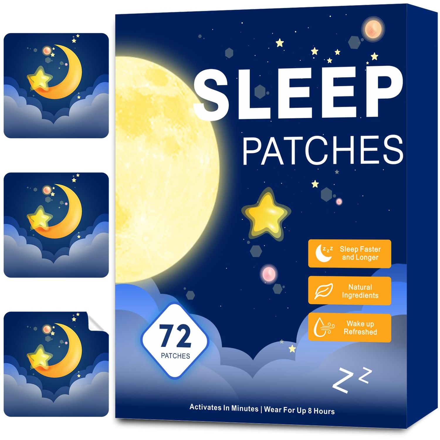Zcokail 72 Sleep Patches for Adults Extra Strength, Sleep Patch with Melatonin Valerian, All-Natural Deep Sleep Support Patches for Women Men, Long-Lasting Night Comfort