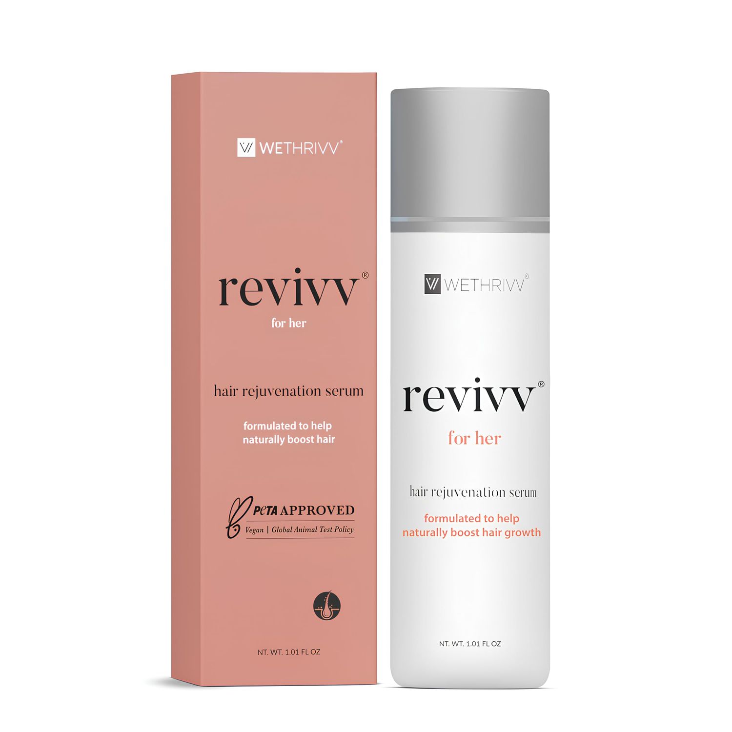 REVIVV Women Hair Growth Serum, 100 Natural Growth Products, Topical Solution for Visibly Thicker Fuller Hair, Dermatologist Recommended, 1-Pack, 1oz Bottle, 45-Day Supply