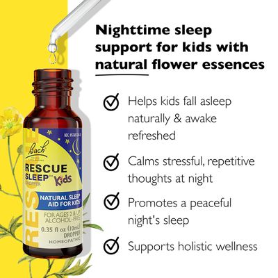 RESCUE Nighttime Sleep Aid Bundle, 3Pk - Bach Sleep Kids Dropper, 10mL Sleep Liquid Melts, 28Ct Plus Sleep Gummies with 5mg Melatonindose, 60Ct