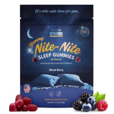 Dr. Price Sleep Gummies for Adults - 3mg Melatonin, L-Theanine, GABA Herbal Blend - Mixed Berry Flavor, Gluten-Free Sleep Aid - 60 Count
