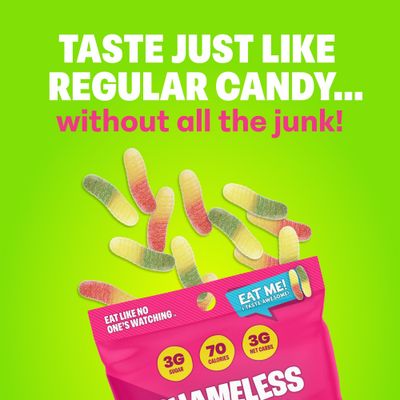 Shameless Snacks - Healthy Low Calorie Snacks, Low Carb Keto Gummies (Gluten Free Candy) - 6 Pack Wild Worms