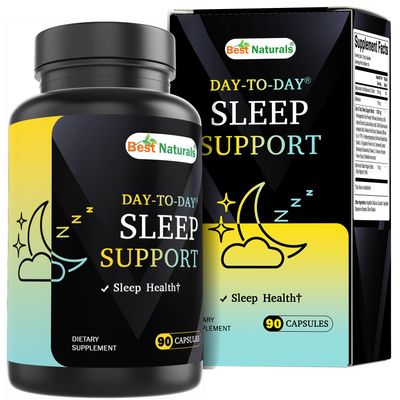 Best Naturals Day-to-Day Sleep Support with Melatonin, Magnesium, Ashwagandha, Wild Lettuce, GABA, Valerian, 5-HTP, Tryptophan, Chamomile, L-Theanine, Passion Flower 90 Veg Capsules