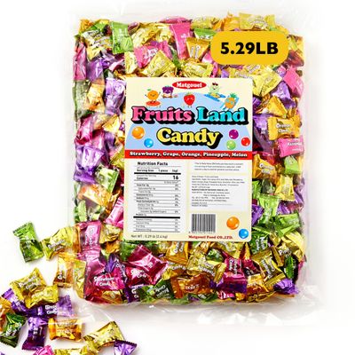 Matgouel_Korean Fruits Land Hard Candy - Assorted Fruit Flavors - Bulk 5.29 lb (2.4 kg) about 600 Counts Individually Wrapped for Parties, Events, and Candy Buffets (Mixed-Fruit)