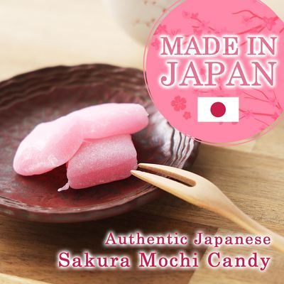 TOMOSAN Japanese Sakura Mochi Candy, Traditional Cherry Blossom Rice Cakes, Soft Chewy, Individually Wrapped, 180g 6.35oz