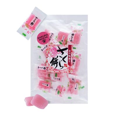 TOMOSAN Japanese Sakura Mochi Candy, Traditional Cherry Blossom Rice Cakes, Soft Chewy, Individually Wrapped, 180g 6.35oz