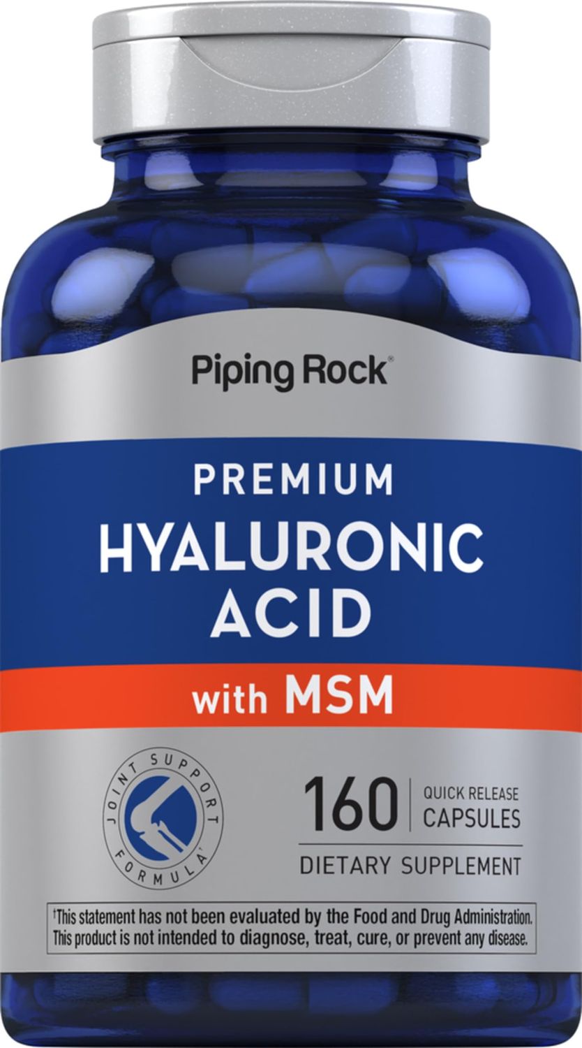 Piping Rock Hyaluronic Acid with MSM 1000mg 160 Capsules Non-GMO and Gluten Free Supplement