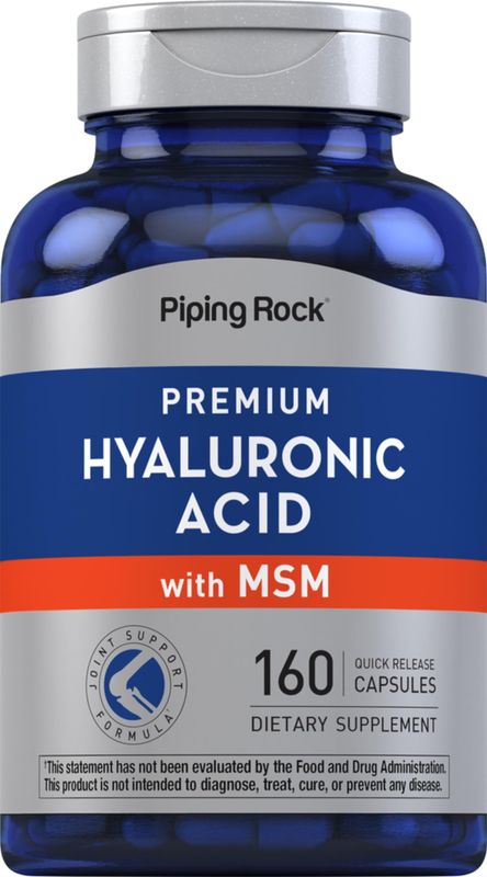Piping Rock Hyaluronic Acid with MSM 1000mg 160 Capsules Non-GMO and Gluten Free Supplement