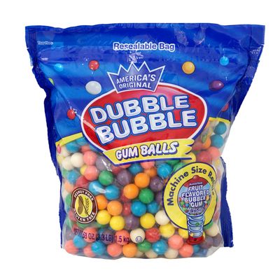 Gumballs for Gumball Machine, 0.5 Inch Mini Gumballs, 3.3lb Resealable Bag, Approx. 680 Pieces, Dubble Bubble Assorted Fruit Flavored Bubble Gum, Gumball Machine Refills