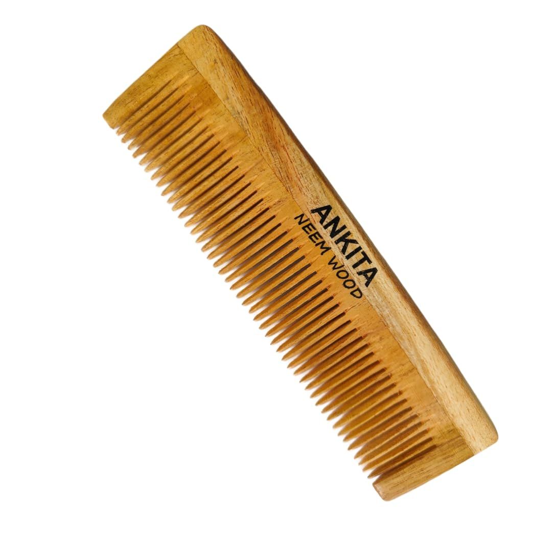 Generic 100 Pure Natural Neem Wood Comb Promotes Hair Growth, Reduces Hair Fall Control Dandruff Wide Thin Teeth (nw-21, One Size), Brown