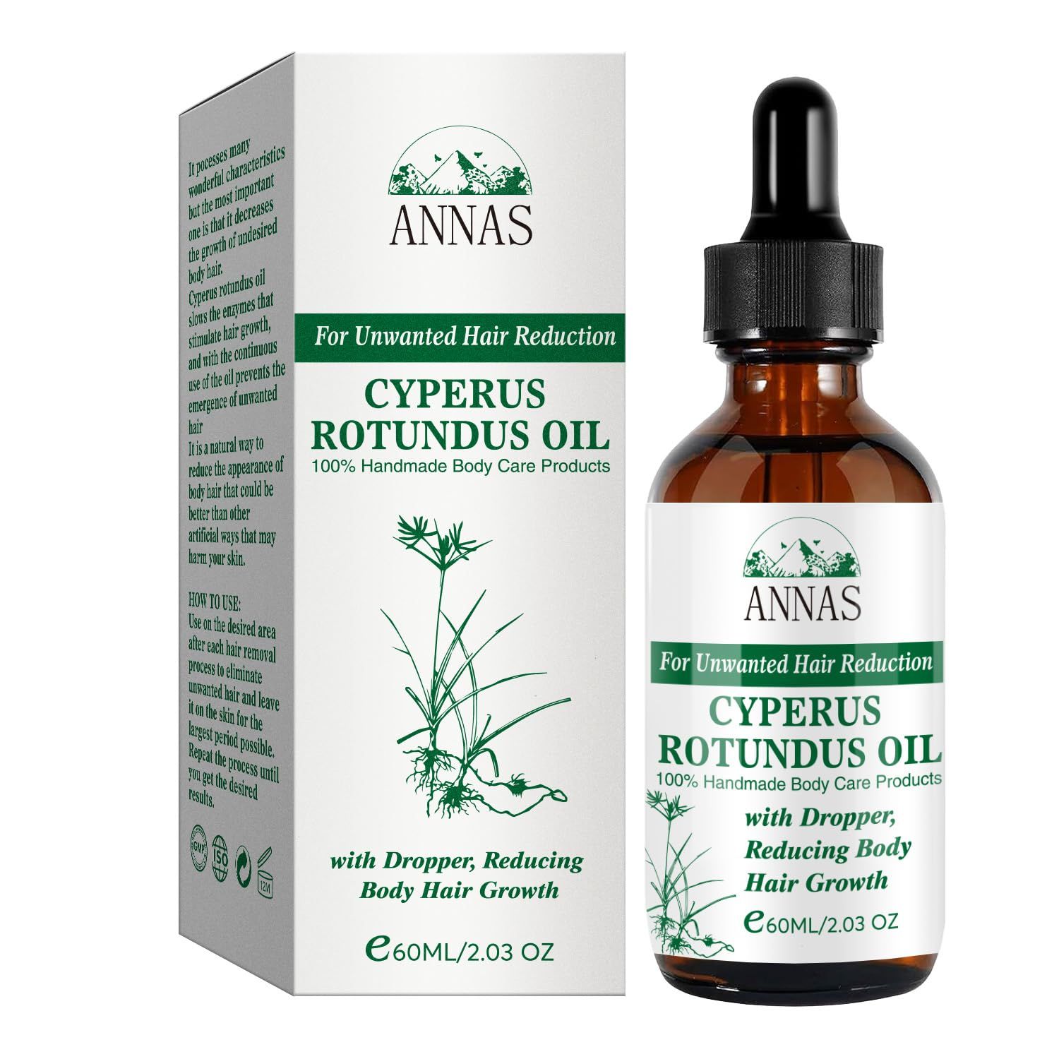 Cyperus Rotundus Oil for Hair Removal,100 Natural Cyprus Oil, Recommended Organic Formula,Reduces Hair Growth, Soothes Skin, Ideal for Men Women, 60ml