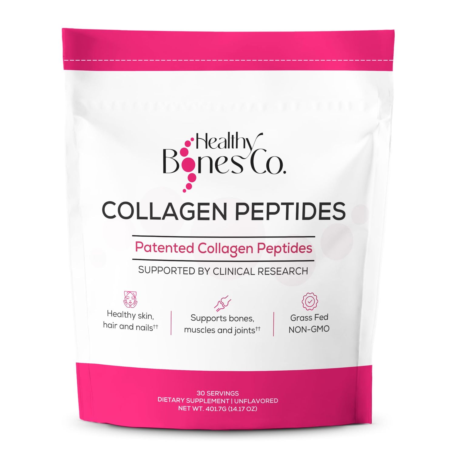 FORTIBONE Premium Bone Health Collagen Peptides wFortigel, Verisol, Tendoforte Clinically-Supported for Bones Joints Skin Hair Nails Hydrolyzed Collagen Complete Anti-Aging Formula 30 Servings