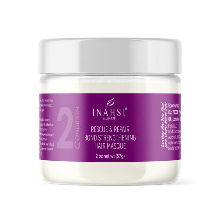 Inahsi Rescue Repair Bond Strengthening Hair Masque Deep Conditioner for Men, Women, or Kids with Curly Hair Hair Products for Naturally Curly Hair 2 oz Made in the USA