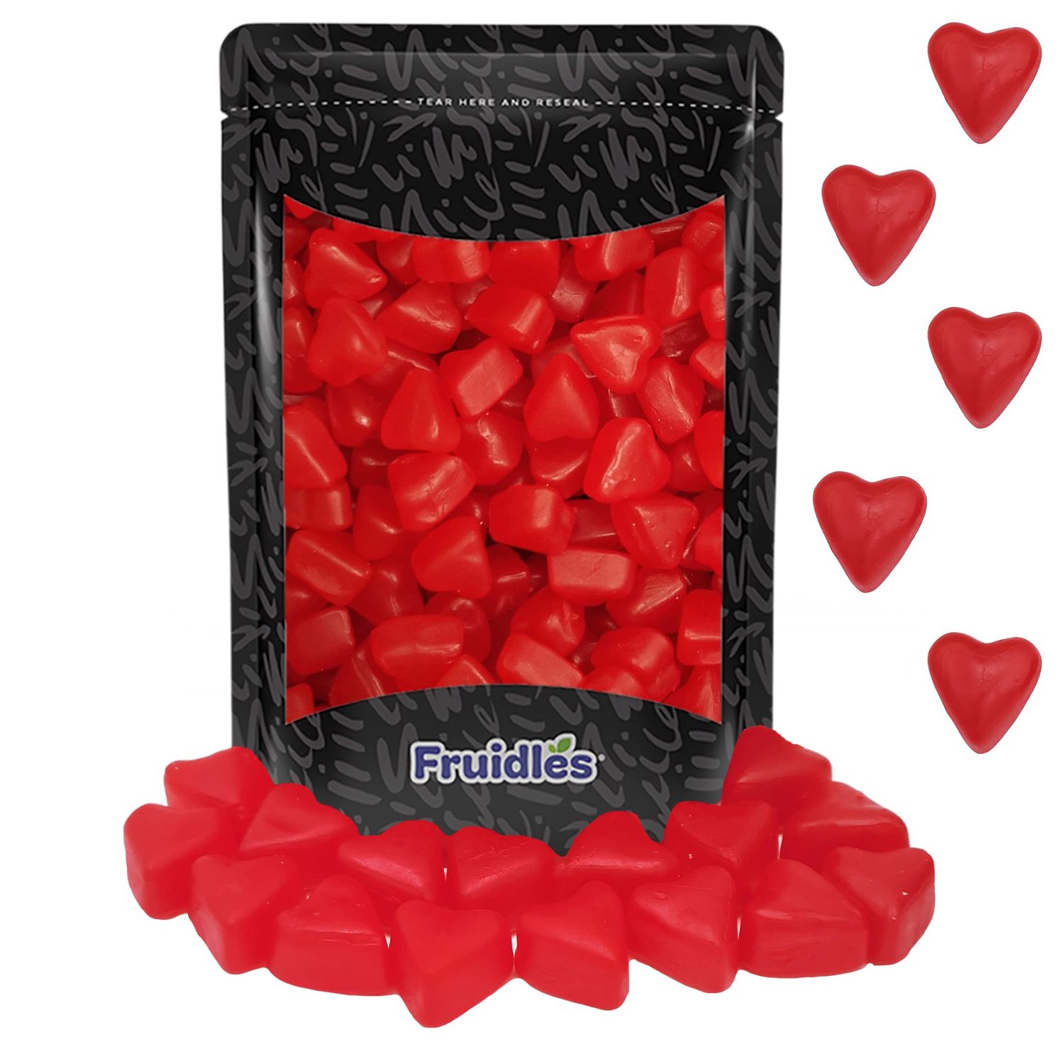 Fruidles Valentine&#39;s Cherry JuJu Hearts Jelly, Delicious Gummy Candy, Fun and Festive Holiday Snacking, Party Favor (1 Pound)