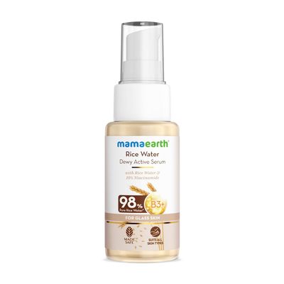 Mamaearth Rice Water Face Serum 10 Niacinamide 98 Pure Rice Water Hydrates, Evens Skin Tone Improves Skin Texture Lightweight Fast-Absorbing For All Skin Types 1.69 Fl Oz (50ml)