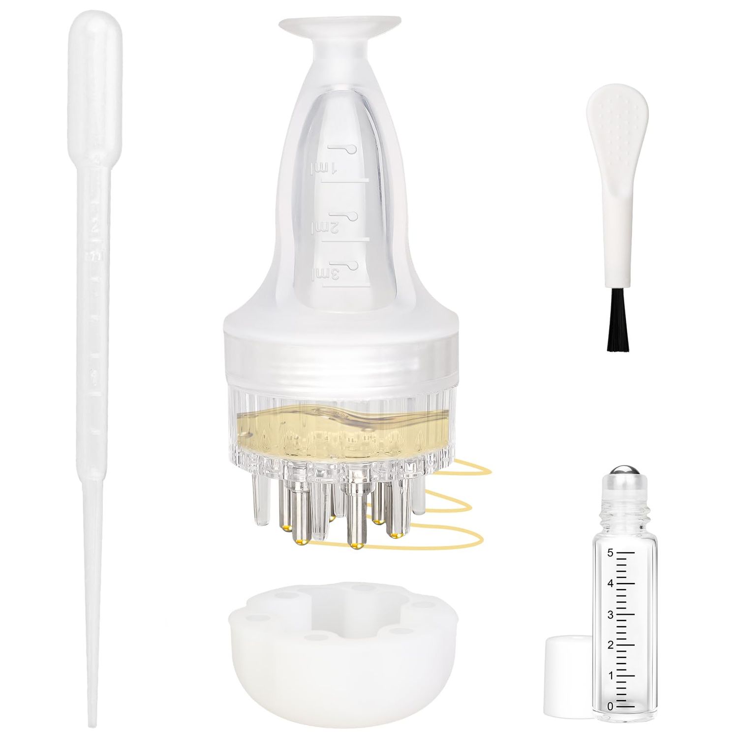 Dexspoeny Hair Oil Applicator for Scalp,Minoxidil Applicator, Hair Bottle Applicator,Scalp Applicator Comb Applicator and Massager in One,Transparent Comb Brush Tool, Suitable for Men and Women