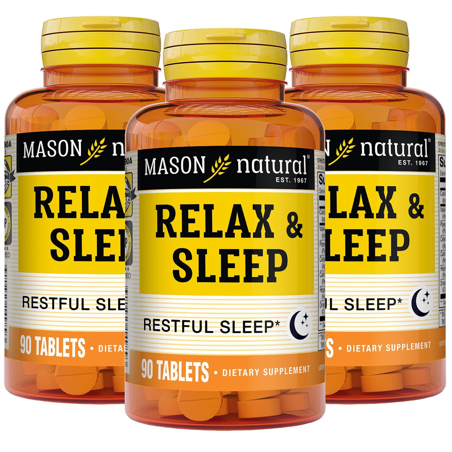 MASON NATURAL Relax Sleep Dietary Herbal Supplement with Valerian Root Passiflora Extract, 9 Month Supply, 3 Pack