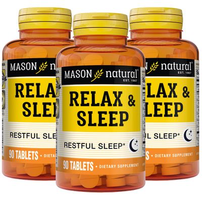 MASON NATURAL Relax Sleep Dietary Herbal Supplement with Valerian Root Passiflora Extract, 9 Month Supply, 3 Pack