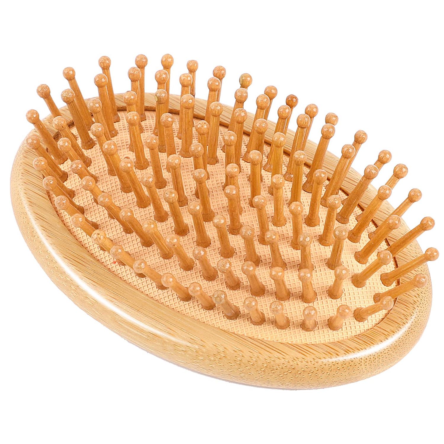 Bamboo Brush for Hair Growth, Natural Wooden Scalp Brush Mini Hair Scalp Massager Bamboo Bristles Detangling Hairbrush for Women, No Handle Design, Anti-Static Round Wood Pins