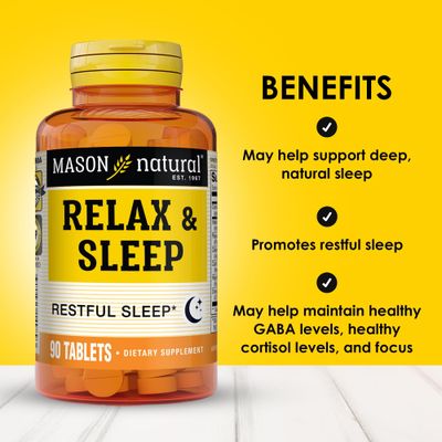 MASON NATURAL Relax Sleep Dietary Herbal Supplement with Valerian Root Passiflora Extract, 9 Month Supply, 3 Pack