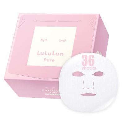 Lululun 36pc Facial Mask Sheet for Skincare, Hyaluronic Acid Hydrating Moisturizing Face Sheet Mask Pack Set - PURE PINK (Normal Skin)