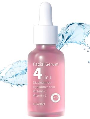 Blayne SKN 4-in-1 Premium Facial Serum with Vitamin C, Hyaluronic Acid, Niacinamide, Vitamin E for Dark Spots, Anti-Aging, Hydration, Fine Lines, Wrinkles, Acne Marks 1oz