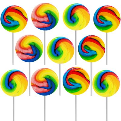 The Dreidel Company Rainbow Swirl Lollipop, Mixed Fruit Flavor, Individually Wrapped Pop, 1.5&quot; Inch Swirl Pop (Pack of 48)
