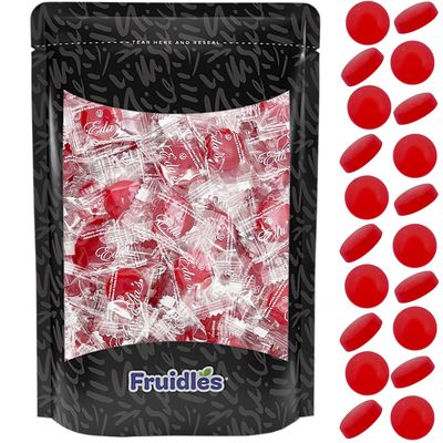 Fruidles Sugar-Free Premium Hard Candy Suckers, Mini Fruit Button Candies, Kosher Certified Parve, Uses Sorbitol, Low-Sodium, Individually Wrapped (16oz (1 Pound) 150 Pcs, Strawberry)