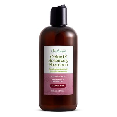 Just Nutritive Onion Rosemary Shampoo for Hair Growth, Thickening, Strengthening - Sulfate-Free, Enriched with Red Onion Oil, Rosemary Oil, Tea Tree - 16 oz