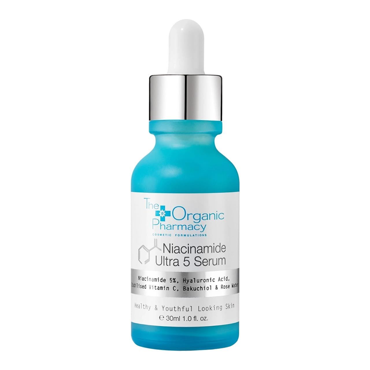 The Organic Pharmacy Niacinamide Ultra 5 Serum - Vitamin B3 Powerhouse with 5 Niacinamide, Vitamin C, Hyaluronic Acid, Bakuchiol, 1 Fl Oz