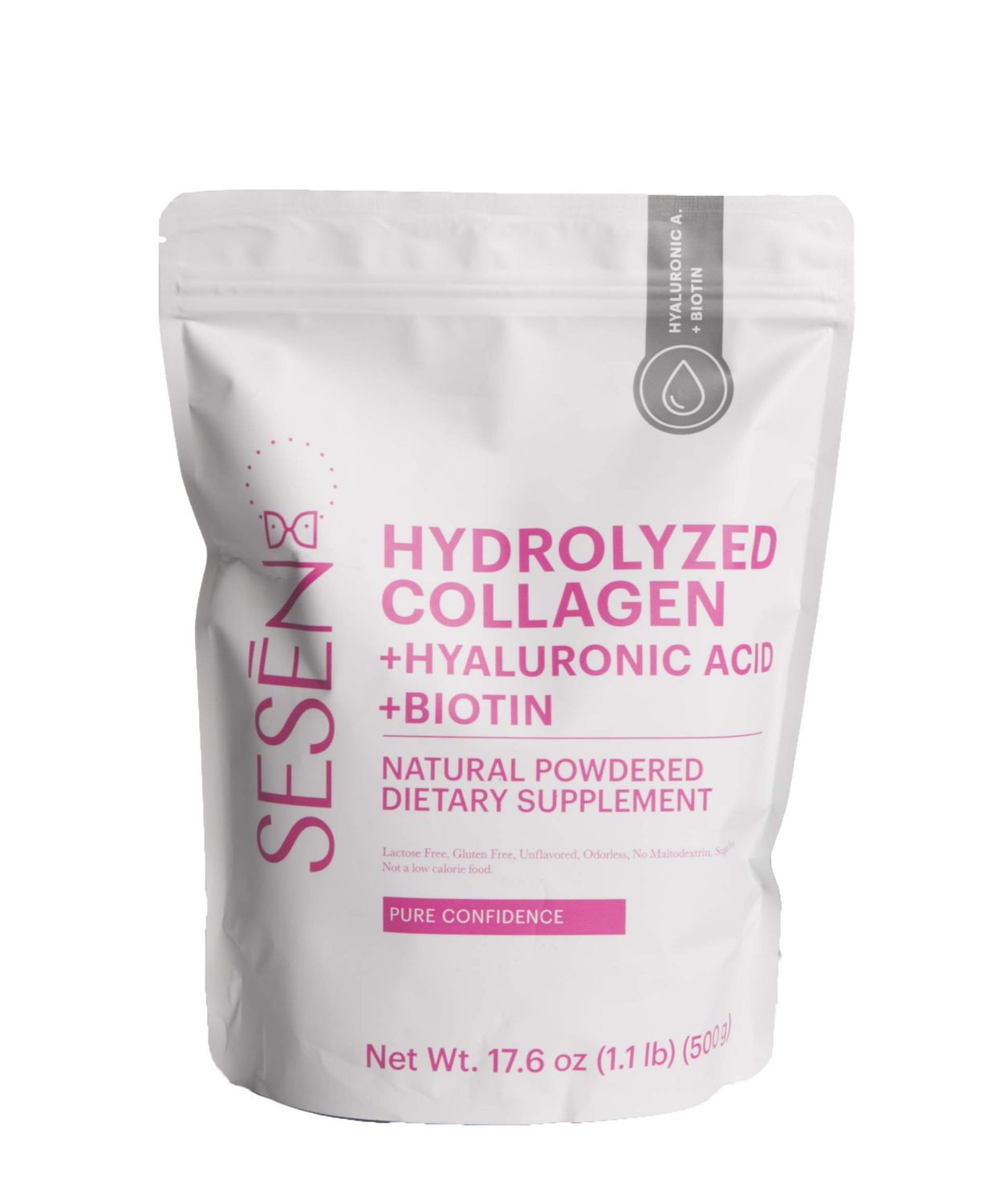 SESEN Hydrolyzed Collagen Hyaluronic Acid Biotin en polvo (Pink) Powder 17.6 oz