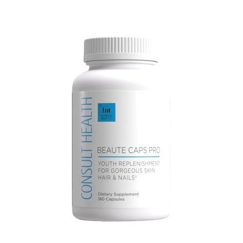 Consult Health Beaute Caps PRO - Supports Healthy Hair, Skin and Nails - 10,500 mcg Biotin for Hair Vitamin B7 - Red Orange Complex - MSM - Collagen - Anti-Aging Supplement for Women Men - 180 Count