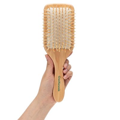 Wooden Bristle Paddle Hair Brush Length 10.25&quot; Width 3.5&quot; Large Flat Natural Eco Friendly Wood Handle Hairbrush for Men Women with Thick, Curly, Wavy Long Hair