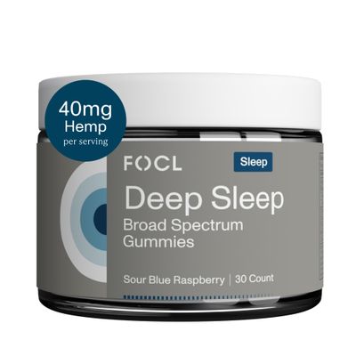 FOCL Deep Sleep Gummies - Melatonin Herbal Blend Sleep Support - Calm Relaxation Gummy Supplement - 30 ct, Sour Blue Raspberry