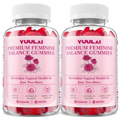 YUULAI Pack of 2 Premium Feminine Balance Gummies, Hawaiian Pineapple Feminine Gummies for Women PH Balance Vaginal Health, Immune Support, Vegan, 120 Gummies