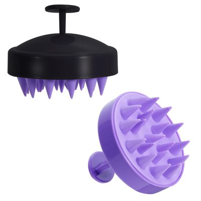2PCS Shampoo Brush Hair Brush Scrubber Massage Scalp Soft Silicone Shampoo Brush for Hair Brush Shower Brush for Wet Dry Scalp Care Dandruff Removal for Women Men, BlackPurple