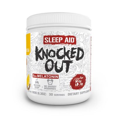 5 Nutrition Rich Piana Knocked Out Natural Sleep Aid Powder Post-Workout Recovery Deep Sleep Supplement GABA, Melatonin, Chamomile, Tyrosine, 5-HTP, More 30 Servings (Honey Lemon Tea)