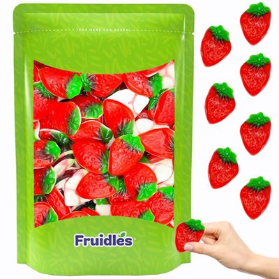 Fruidles Strawberry Gummy Candy, Delicious Assorted Colors Fruit Flavors Gummies (1 Pound)