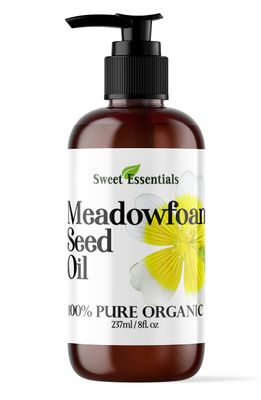 Sweet Essentials Premium Organic Meadowfoam Seed Oil, Imported From Canada, 8oz with Pump, 100 Pure, Cold Pressed - For Hair, Skin and Nails Perfect Carrier Oil Also Excellent For Mature Skin