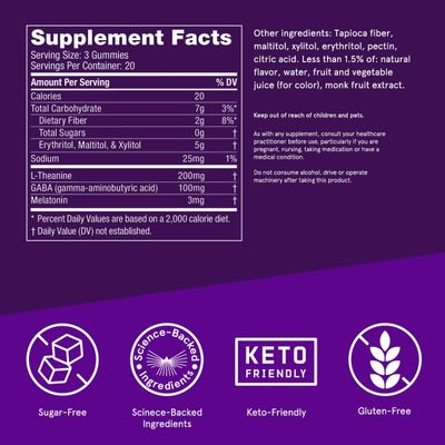 Bulletproof Sugar-Free BlackBerry Flavor Sleep Gummies, 60 Count, Keto Supplement for Sleep Support