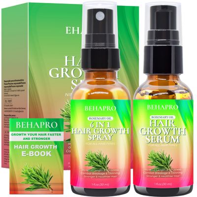 BEHAPRO Rosemary Oil, Hair Growth Serum, Heat Protectant Spray, Biotin Argan Oil Products for Thinning Hair Hair Loss Treatment, Gifts for Women, Men