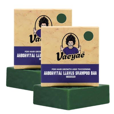 VAEYAE Arborvitae Leaves Vegan Black Shampoo Bar For Thinning Hair Growth and Thickening, Gray Hair Loss Regrowth Products, Solid Plant Conditioner Soap For Men Women Hair Darkening 2 Pcs