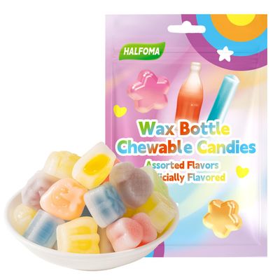 Halfoma Medium Wax Bottles Candy, with a Variety of Fruit-flavored Syrups in the Middle, in a Variety of Shapes, Each about 2.2cm, 5.5g, Suitable for all Kinds of Parties,15 Candies,75g