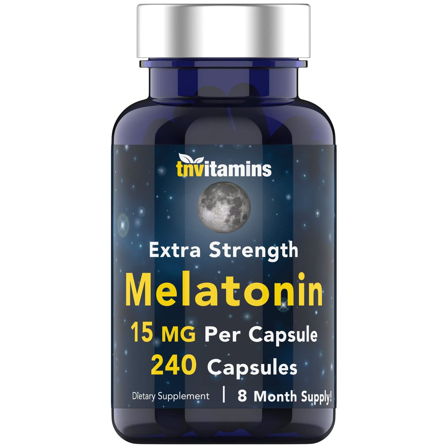 tnvitamins Melatonin 15 MG Per Capsule (240 Capsules) All-Natural Sleeping Pills for Adults Extra Strength Melatonin Nighttime Sleep Aid Natural Sleep Support Supplement