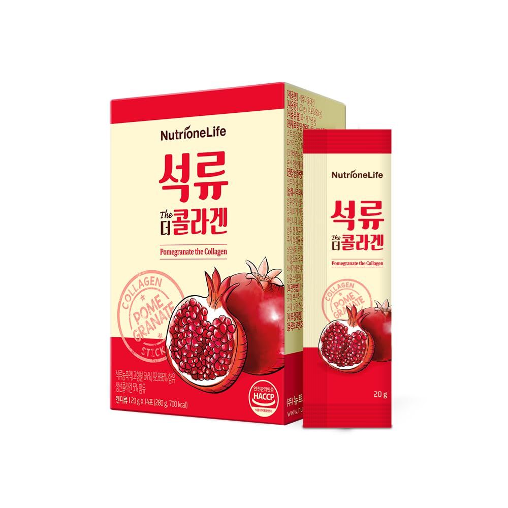 NUTRIONELIFE Pomegranate The Collagen Jelly, Korean Woman Antioxidant 1000mg Low Molecular Fish Collagen Jelly, 18579mg Pure Pomegranate Extract, Contain Hyaluronic Acid, Elastin