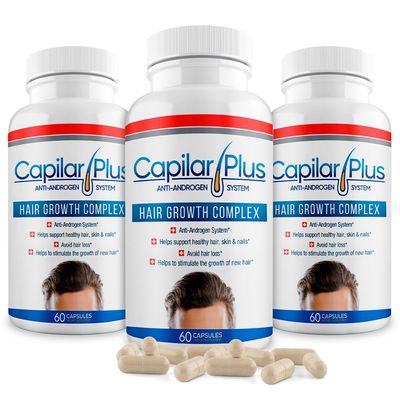 CALVISTOP Capilar Plus with Anti-Androgen System Hair Growth Supplement Hair Loss Treatment Healthy Skin, Hair Nails - Count 60 (3)