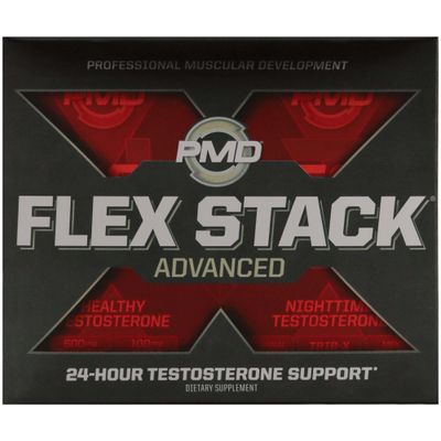 PMD Sports Flex Stack Advanced 24-Hour Testosterone Stack for Lean Muscle Growth, Strength, Recovery, Libido and Restful Sleep - N-Test 600 Advanced 90 Liquid T-Gels, Z-Test 90 Capsules