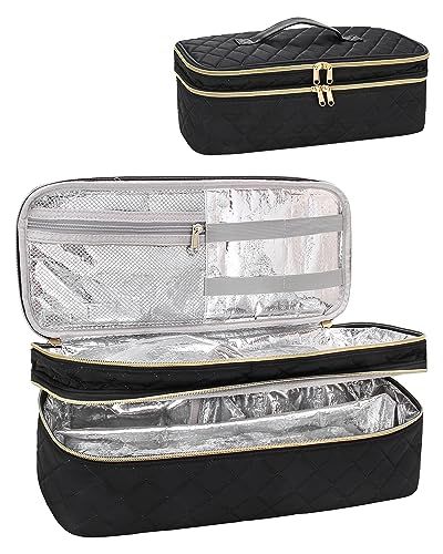 Relavel Travel Carrying Case with Dividers, Heat Resistant Travel Bag for Hot Air Brush, Hairstylist Organizer Compatible with Revlon One-Step Hair Dryer, Dyson Airwrap Styler Shark FlexStyle